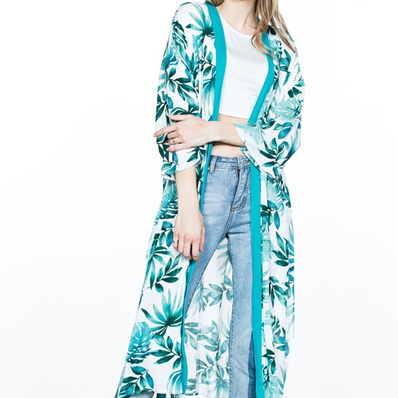 PALM PRINT MAXI ROBE - Picture 2 of 6